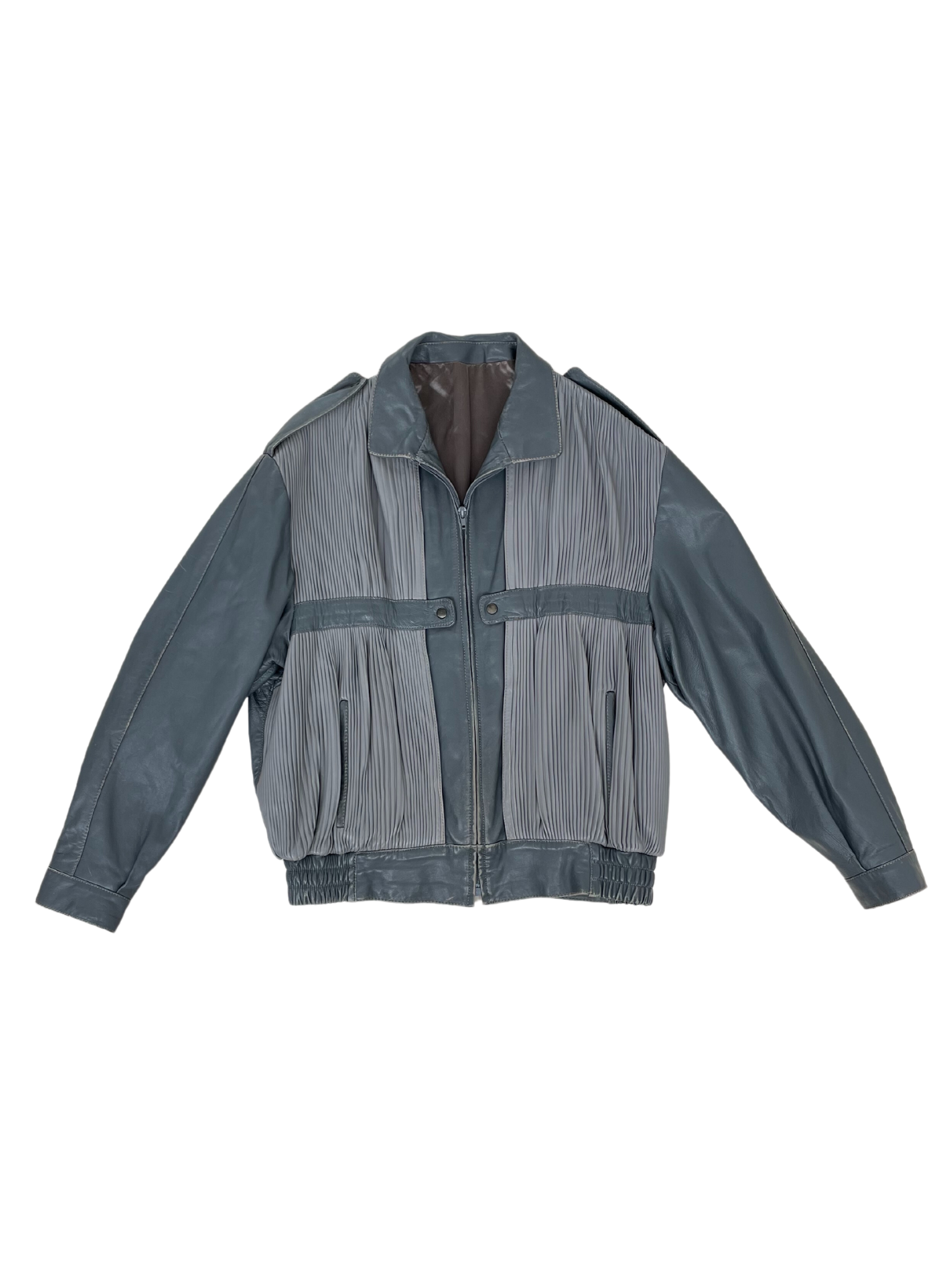 Pleated leather jacket